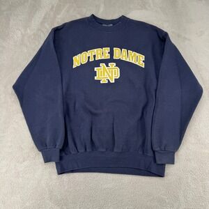 Vintage Lee Mens Notre Dame Sweatshirt Medium Navy Blue Preowned Pullover Crew